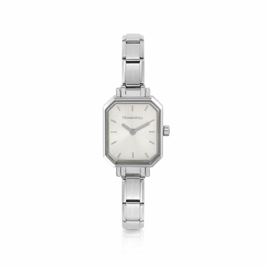 Nomination Classic Stainless Steel Watch With Rectangular Silver Dial